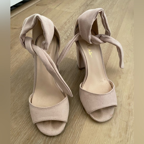 Lulu's Shoes Lulus Shoes Lulus Pink Suede Chunky Open Tor Tie Up